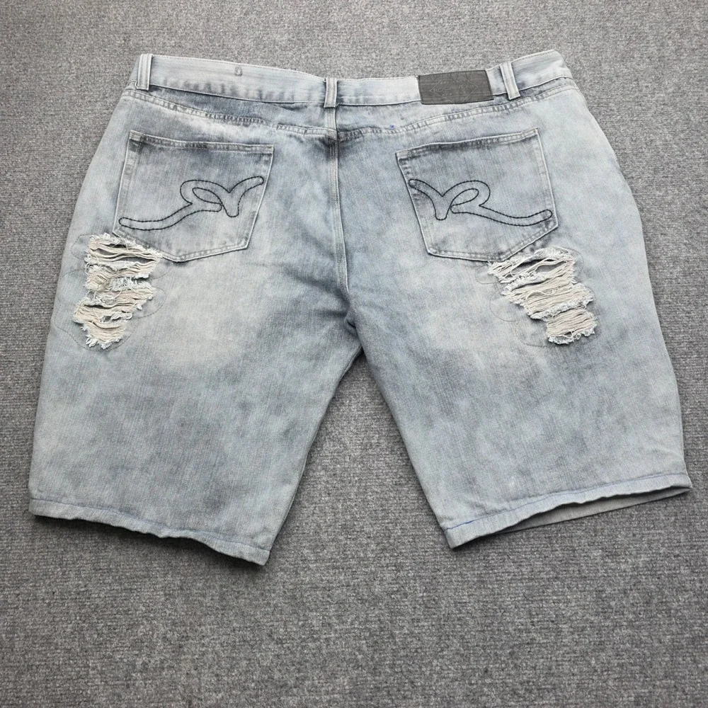 Rocawear Mens Size‎ 50 Classic Fit Denim Shorts Light Wash Distressed Jorts Y2K